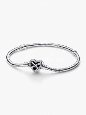 Pandora Moments Sparkling Infinity Heart Clasp Snake Chain Bracelet